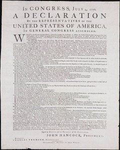 The Dunlap Broadside first printed on July 4th. From the held at the Yale University Beinecke Rare Book and Manuscript Library.